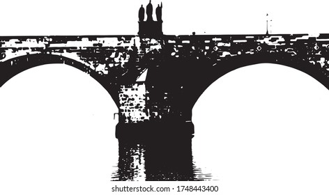 
Schwarz-Weiß-Bild der Karlsbrücke in Prag