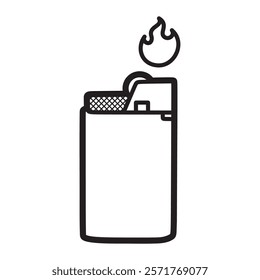 black and white image, vector, lighters with fire