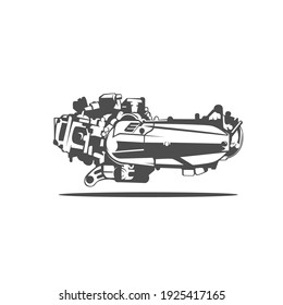 Black and White Image of Vector Motor Engine