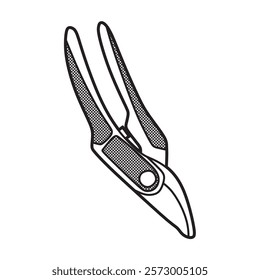 black and white image, vector, plant shears