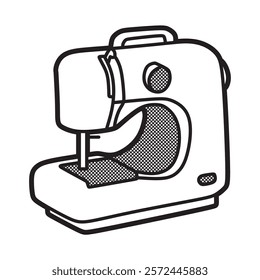 black and white image, vector portable sewing machine with handle