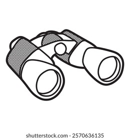 black and white image vector, simple long range binoculars facing right