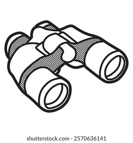 black and white image vector, simple long binoculars facing right