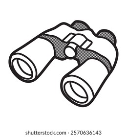 black and white image vector, simple long binoculars facing left
