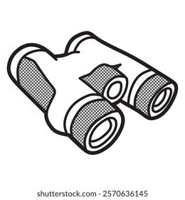 black and white image vector, simple binoculars