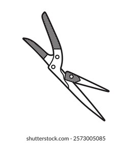 black and white image, vector, simple grass shears