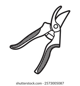 black and white image, vector, simple twig shears