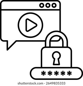 A black and white image of a video player with a lock on it.