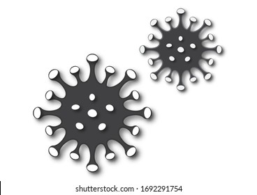 Black and white image of the virus, coronovirus, 2019-nCoV influenza virus. Icon of disease, infection. The global problem of the epidemic. Vector illustration