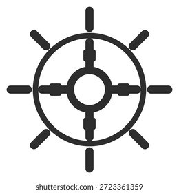 Uma imagem em preto e branco de uma roda com uma luz brilhando sobre ela