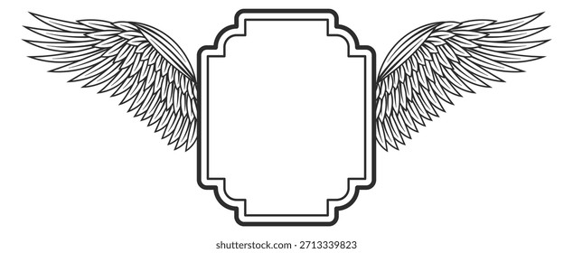 Una Imagen en blanco y negro de un marco alado con un fondo blanco