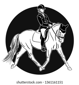 Black and white image of a young rider.