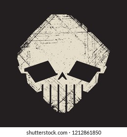 Black and white imprint of skull alien