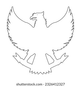 The black and white Indonesian Garuda bird icon is simple and minimalist
