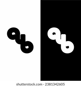 black and white infinity logo vector design in sports style and suitable for identity logos in the sports sector