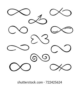 Black and white infinity symbols. Vector illustration.