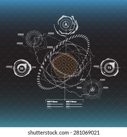 black and white infographic elements. HUD UI for web and app. Futuristic user interface. Abstract virtual graphic