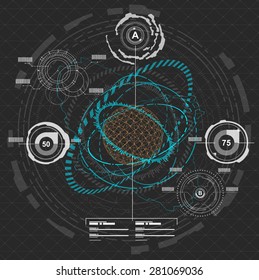 black and white infographic elements. HUD UI for web and app. Futuristic user interface. Abstract virtual graphic