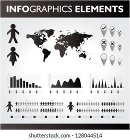 Black and white infographic set