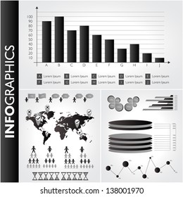 Black and white infographic set