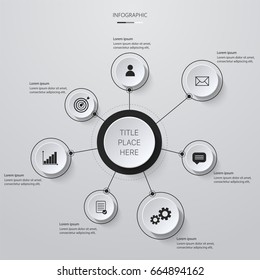 Black and white infographics with 7 elements