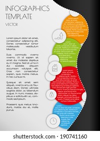 black and white infographics with color circles