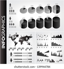 Black and white infographics set