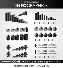 Black and white infographics set