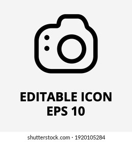Black and white information icon. Isolated editable vector icon. Photo shooting. Photo area - warning sign