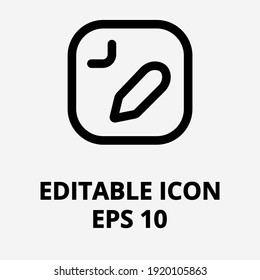 Black and white information icon. Isolated editable vector icon. Pencil and painting. Settings editing or mistakes marking