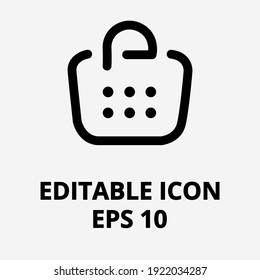 Black and white information icon. Isolated editable vector icon. Item basket. Add new items to your basket. Buy and pay application