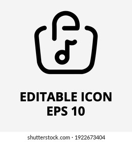 Black and white information icon. Isolated editable vector icon. Item basket. Add new items to your basket. Buy and pay application sound