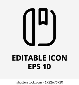Black and white information icon. Isolated editable vector icon. Item Bookmark icon. Reading books. Mark paper and page. Develop your worlview