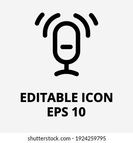 Icono de información en blanco y negro. Icono de vector editable aislado. Grabador de sonido de micrófono