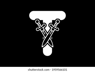 Black white Initial font letter logo design