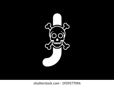 Black white Initial font letter with skull head logo design