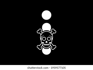 Black white Initial font letter with skull head logo design