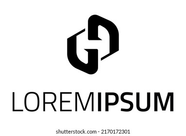 Letra inicial en blanco y negro G y diseño del logotipo H del espacio negativo