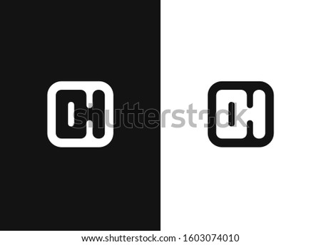 Black and white initial letter O and H logo template design in square rounded shape. Monogram. Simple vector sign illustration in a modern style.
