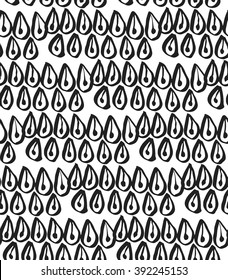 Black and white ink hand draw  geometrical pattern, drop, seamless vector background.Design elements.