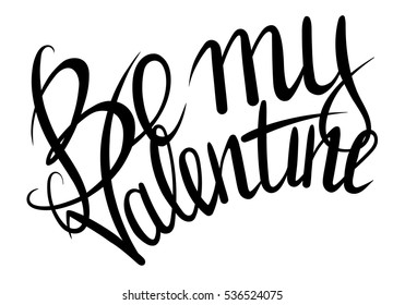Black and white ink lettering for Valentine's Day celebration