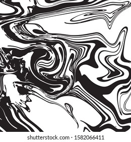 Black and white ink marbling textures. Hand drawn marble texture illustrations, for aqua paper and silk prints background. Painting on water.