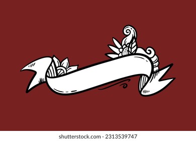 Black and White Ink Ribbons. Hand made Vector Objects for Design.