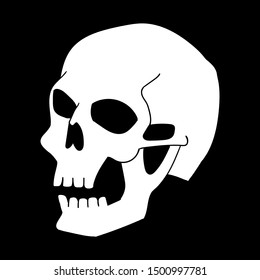black and white ink sketch simple flat print helloween skull