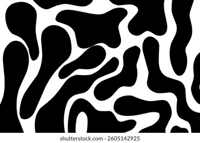 Black and white ink splash. Seamless Black and White Cow Print Pattern Vector. Cow texture repeated design background pattern backdrop wallpaper. Vector image illustration seamless