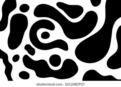 Black and white ink splash. Seamless Black and White Cow Print Pattern Vector. Cow texture repeated design background pattern backdrop wallpaper. Vector image illustration seamless