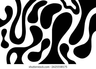 Tinta preta e branca borrifada. Vetor de padrão de impressão de vaca preto e branco sem costura. Textura de vaca repetido design fundo padrão pano de fundo papel de parede. Ilustração de imagem de vetor perfeita