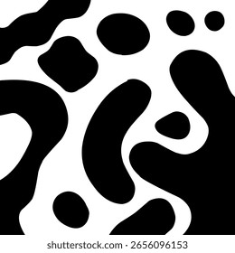 Salpicaduras de tinta en blanco y negro. Vector de patrón de impresión de vaca blanco y negro sin costuras. Fondo de pantalla de fondo de patrón de fondo de diseño repetido de textura de vaca. Ilustración de Imagen de Vector sin fisuras