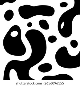 Schwarz-weißer Tintenspritzer. Nahtlose schwarz-weiße Kuh Print Pattern Vektor. Kuh Textur wiederholtes Design Hintergrundmuster Hintergrund Tapete. Vektorgrafik, nahtlos