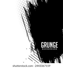 black and white ink splatter grungy background with halftone effect vector